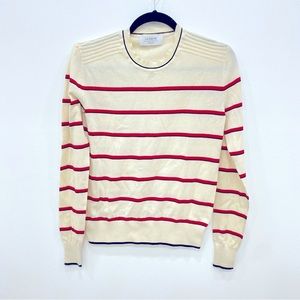 La Ligne Sweater - 100% Cotton light cream background with stripes Breton XS